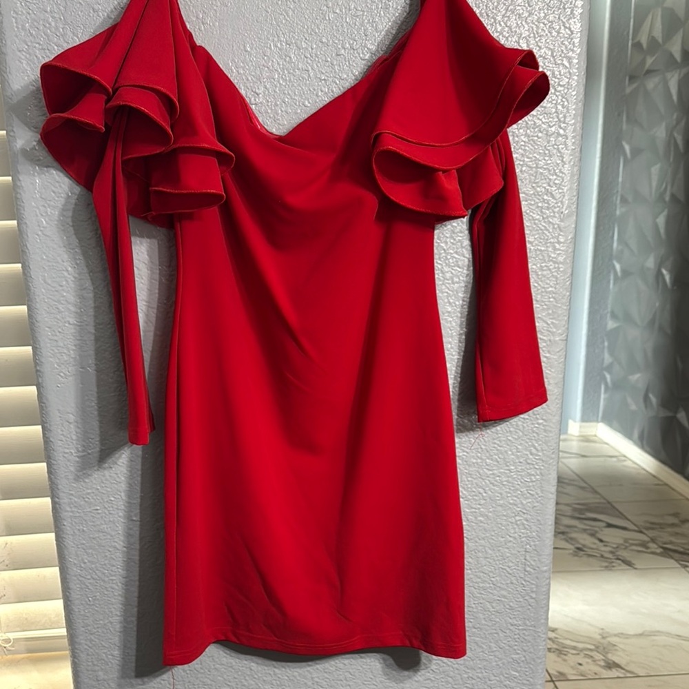 Elegant Red Off-Shoulder Dress